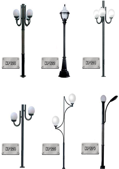  5 پایه چراغ پارکی و خیابانی
